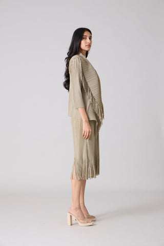 Sasha Fringe Dress - Oyster