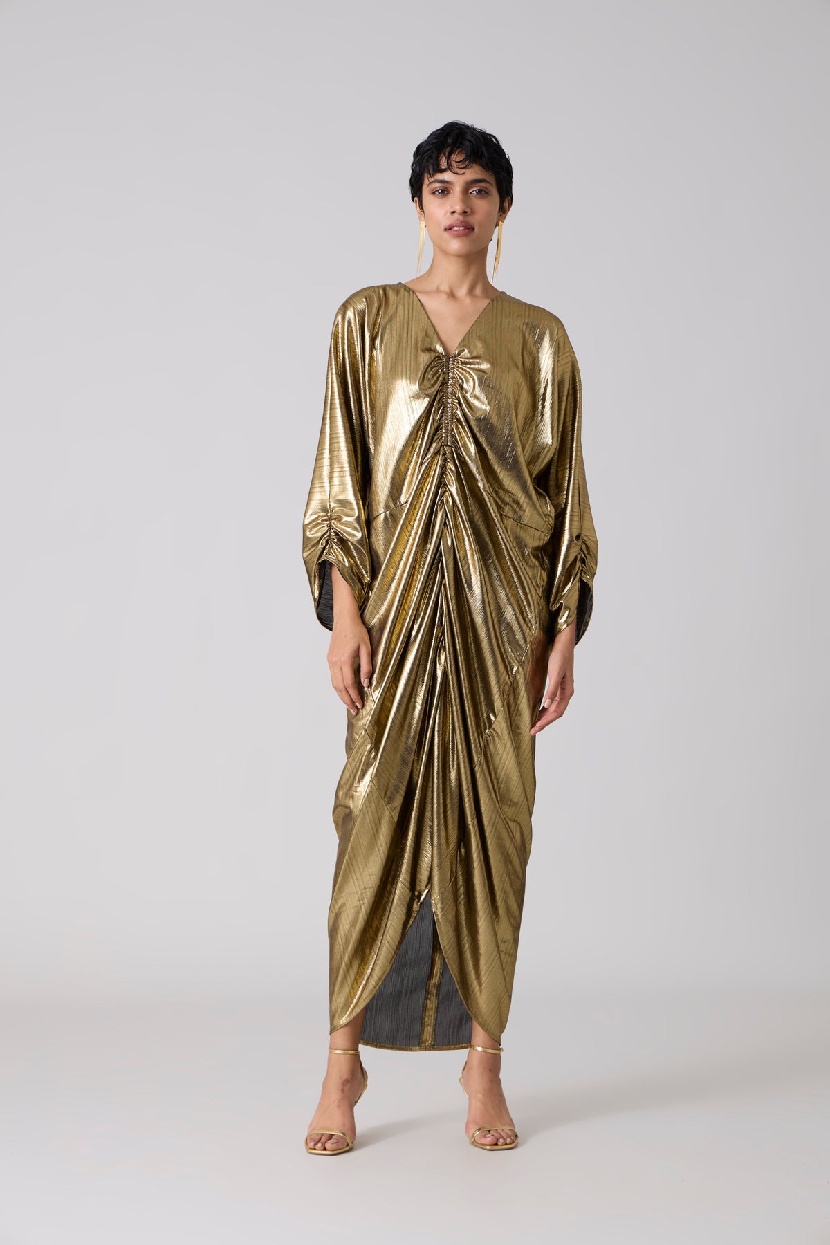 Ezra Metallic Kaftan - Dark Gold