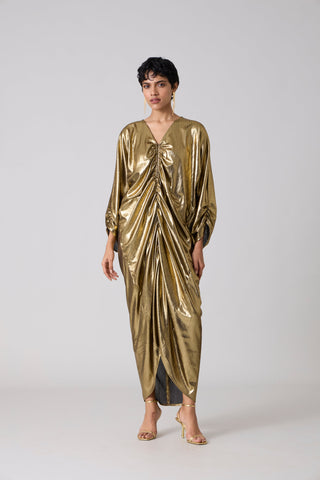 Ezra Metallic Kaftan - Dark Gold