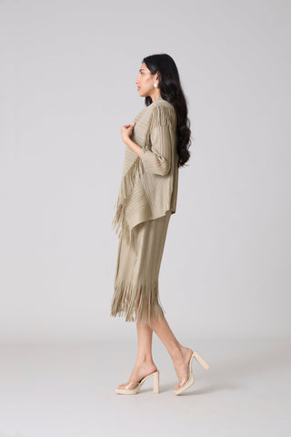 Sasha Fringe Dress - Oyster