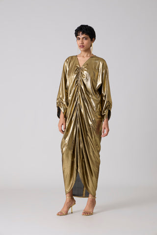 Ezra Metallic Kaftan - Dark Gold