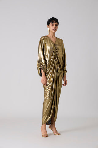 Ezra Metallic Kaftan - Dark Gold