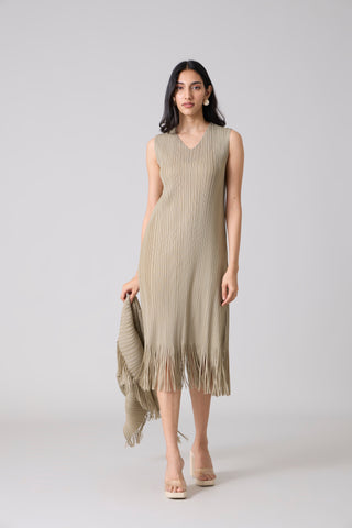 Sasha Fringe Dress - Oyster