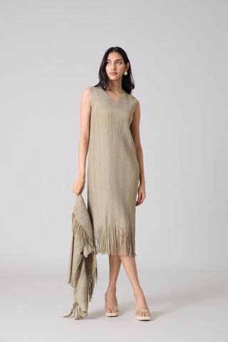 Sasha Fringe Dress - Oyster