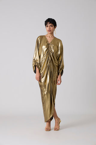 Ezra Metallic Kaftan - Dark Gold