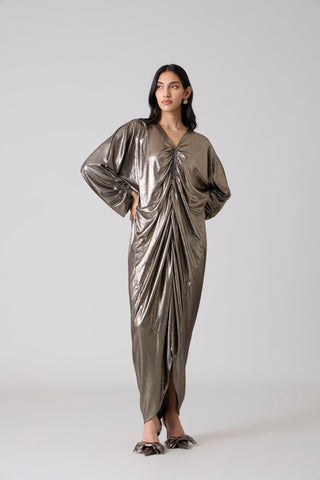 Ezra Metallic Kaftan - Dark Silver