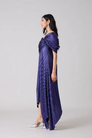 Juliana Chevron Dress - Metallic Blue