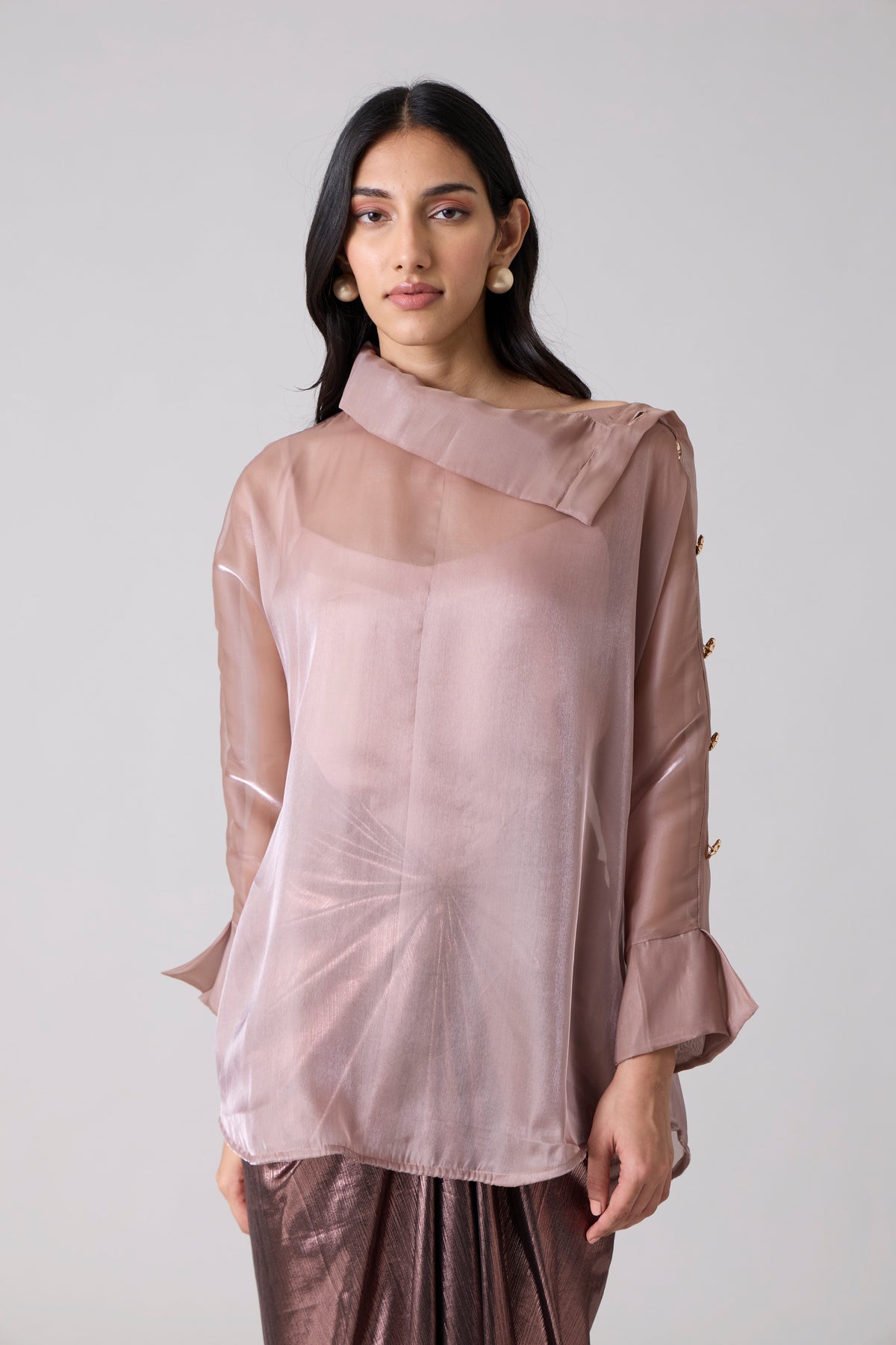 Erica Organza Shirt - Burnt Mauve