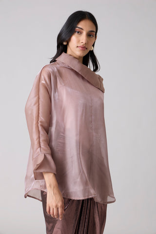 Erica Organza Shirt - Burnt Mauve