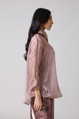 Erica Organza Shirt - Burnt Mauve