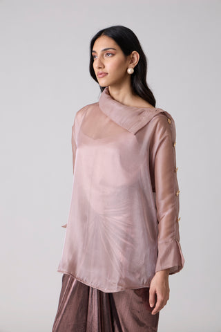 Erica Organza Shirt - Burnt Mauve