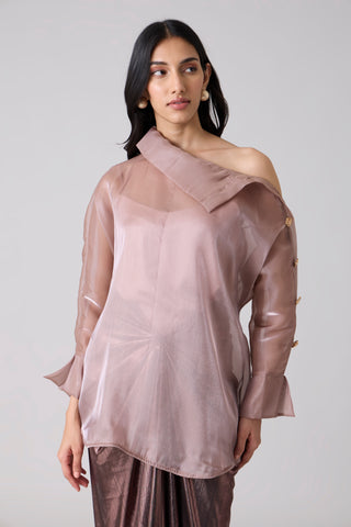 Erica Organza Shirt - Burnt Mauve