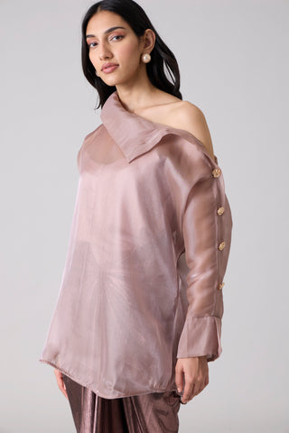 Erica Organza Shirt - Burnt Mauve