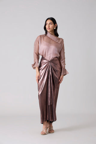 Antonia Metallic Skirt - Rose