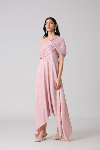 Juliana Chevron Dress - Pink Frost