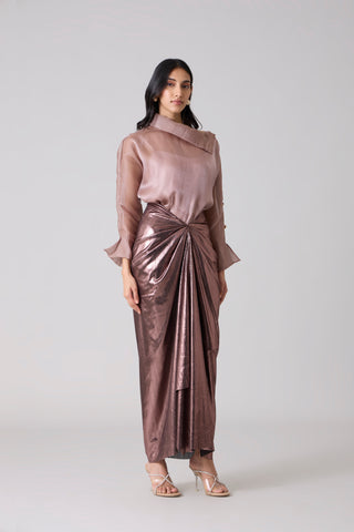 Antonia Metallic Skirt - Rose