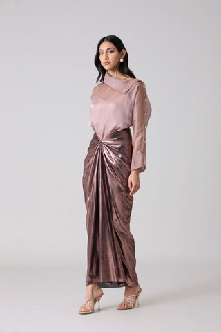 Antonia Metallic Skirt - Rose