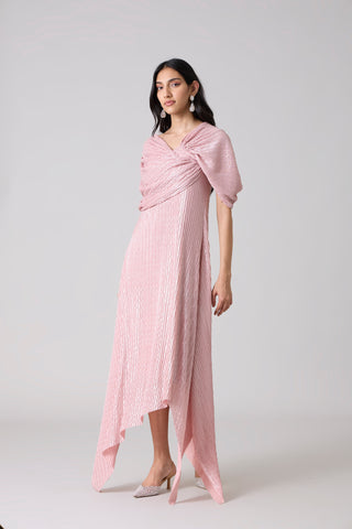 Juliana Chevron Dress - Pink Frost