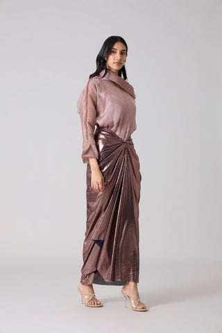 Antonia Metallic Skirt - Rose