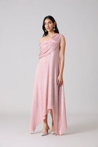 Juliana Chevron Dress - Pink Frost