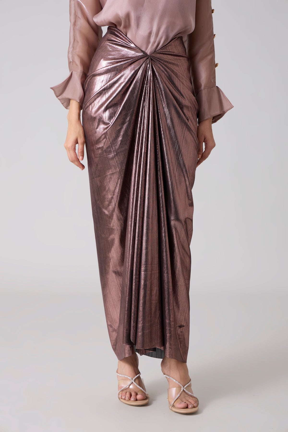 Antonia Metallic Skirt - Rose