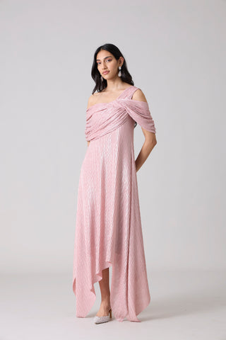 Juliana Chevron Dress - Pink Frost