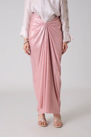 Antonia Metallic Skirt - Ash Pink