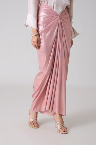 Antonia Metallic Skirt - Ash Pink