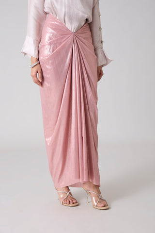 Antonia Metallic Skirt - Ash Pink