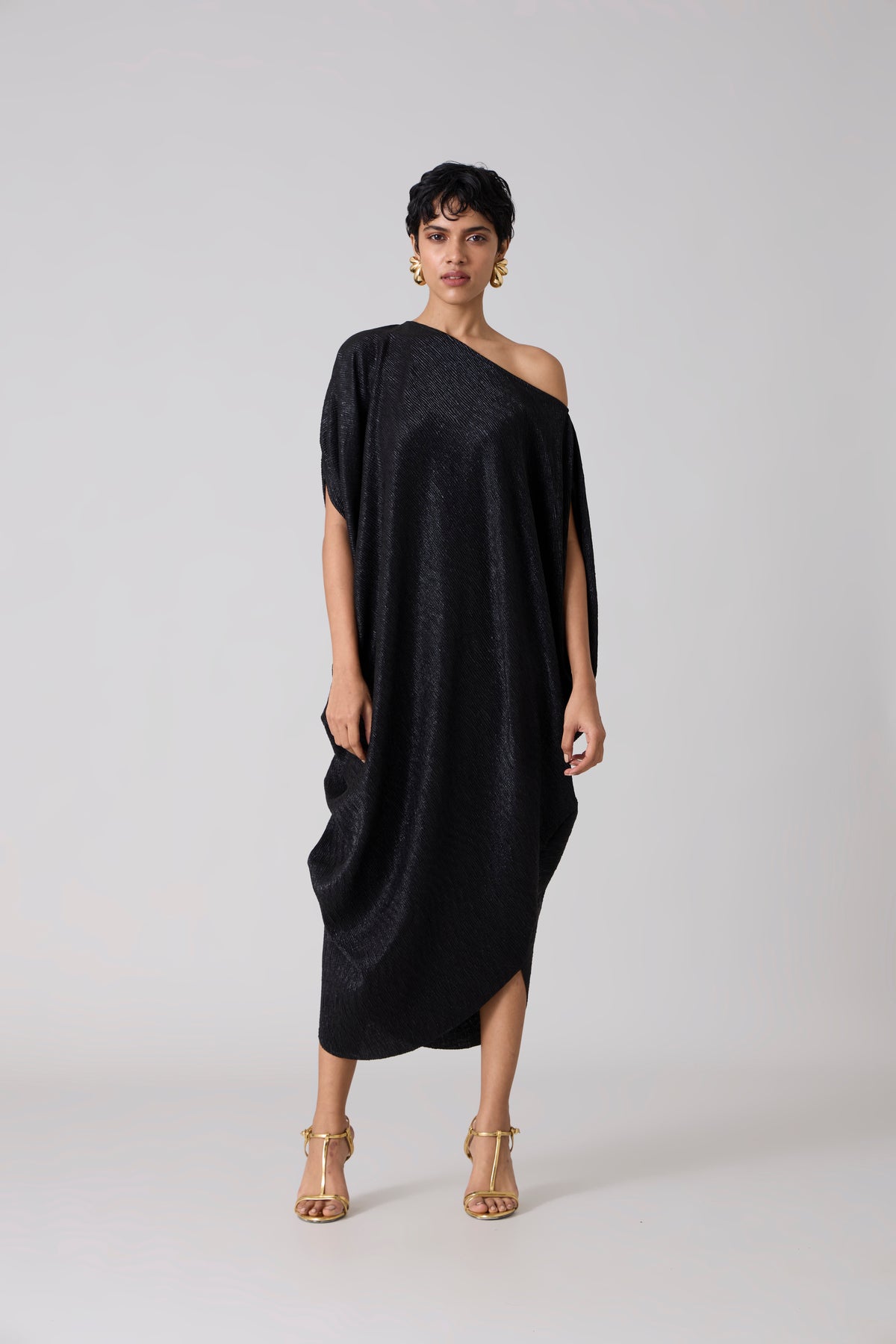 Ophelia Dress - Textured Metallic Black