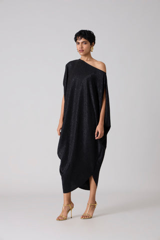 Ophelia Dress - Textured Metallic Black