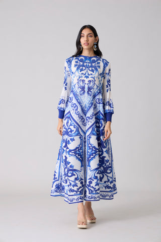 Amell Maxi Dress - White & Blue