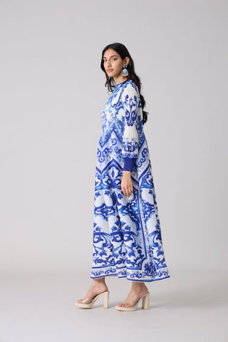 Amell Maxi Dress - White & Blue