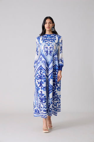 Amell Maxi Dress - White & Blue