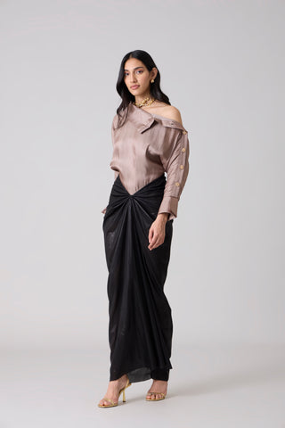 Antonia Metallic Skirt - Black