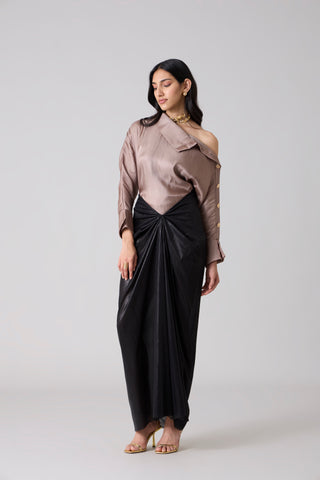 Antonia Metallic Skirt - Black