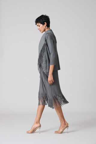 Sasha Fringe Dress - Grey