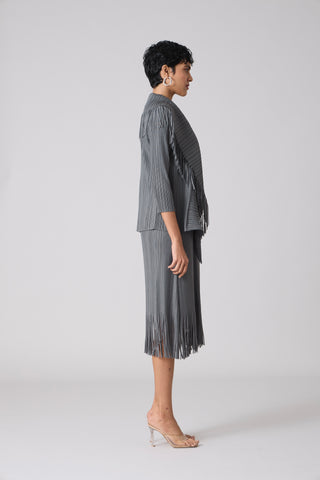 Sasha Fringe Dress - Grey