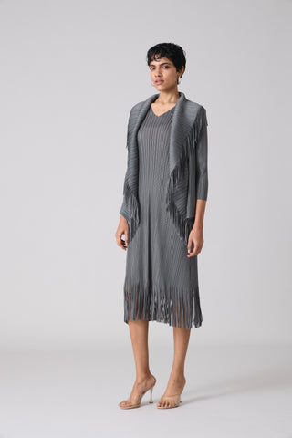 Sasha Fringe Dress - Grey