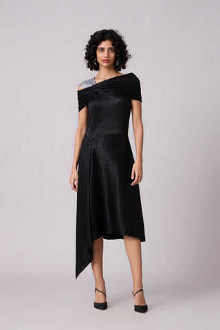 Tabita Dress - Textured Metallic Black