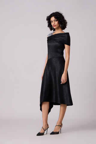 Tabita Dress - Textured Metallic Black