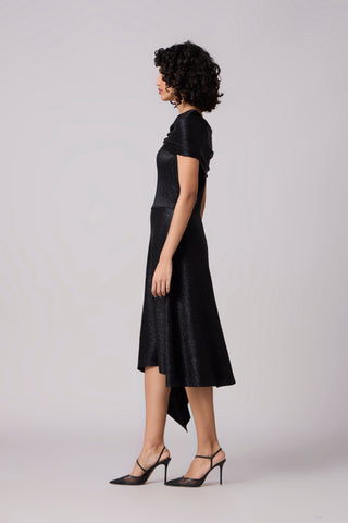 Tabita Dress - Textured Metallic Black