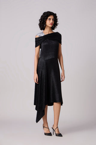 Tabita Dress - Textured Metallic Black