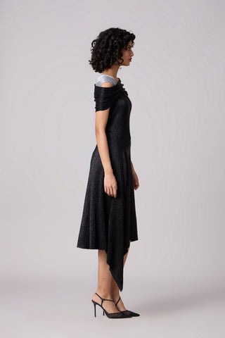 Tabita Dress - Textured Metallic Black