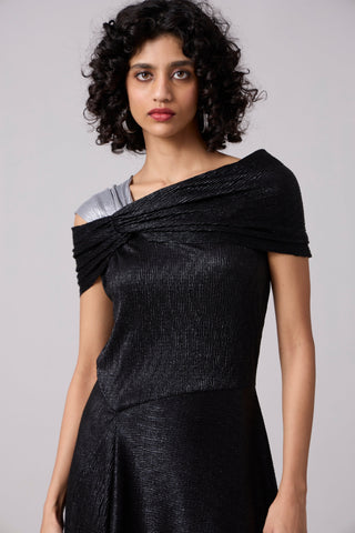 Tabita Dress - Textured Metallic Black