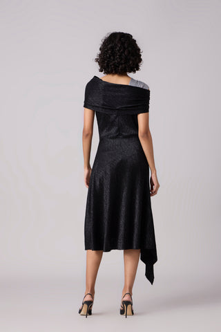 Tabita Dress - Textured Metallic Black