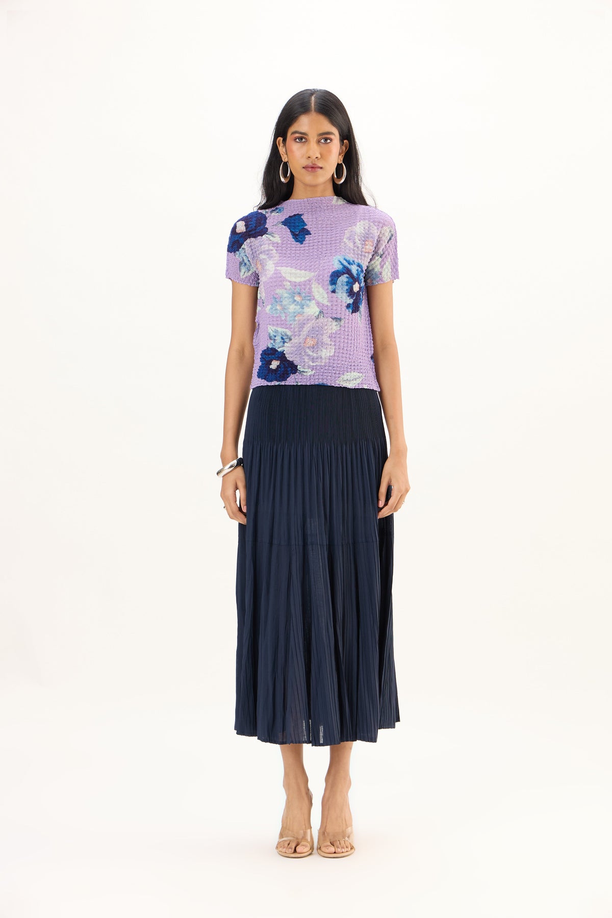 Lana Floral Top - Bright Lavender