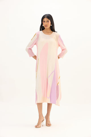 Trista Abstract Print Dress - Pink