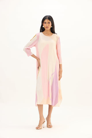 Trista Abstract Print Dress - Pink
