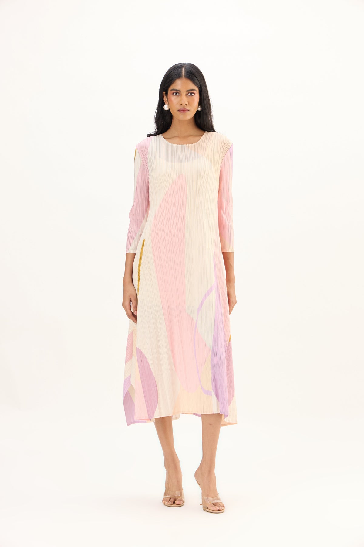 Trista Abstract Print Dress - Pink